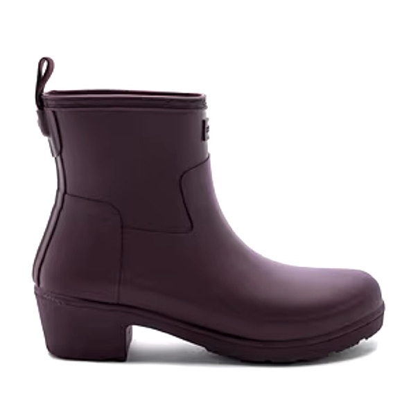 HUNTER Original Refined Low Heel Ankle Matte Rainboot in Oxblood, size 7US - Picture 2 of 16